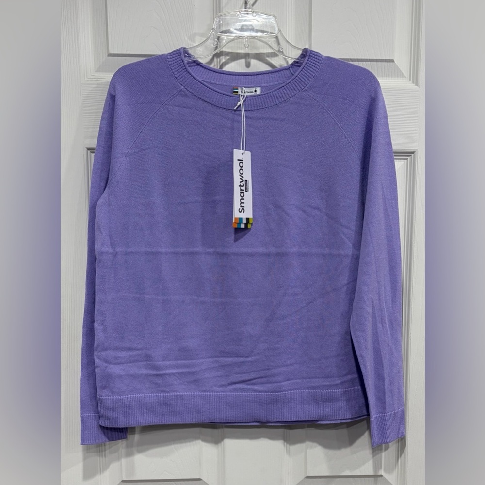 SmartWool Women's Medium Edgewood Color-Block Crew Sweater Purple NWT Wool Blend